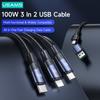 USAMS PD 100W 5 In 1 Schnellladedatenkabel QC 3.0 USB auf Typ C Micro USB Lightning Kabel für iPhone iPad Huawei Xiaomi Samsung