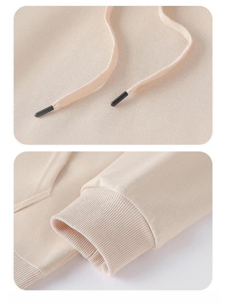 Plus Size Men's 320g Cotton Hooded Sweatshirt with Logo, European & American Style, Loose Fit Jacket