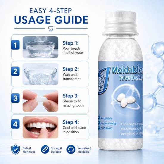 Solid Tooth Shape Freely Repair Beads Healthy False Teeth Glue Denture Gel