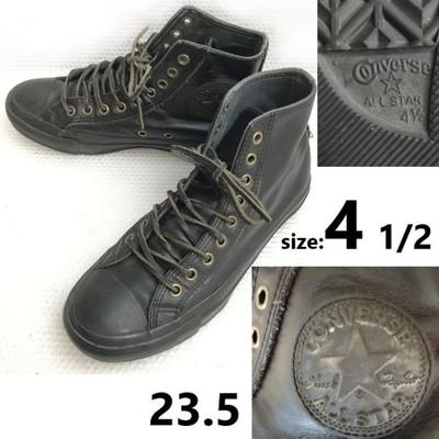 CHUCK TAYLOR Leather Lace High Cut Sneakers Black Size 23.5(USED)