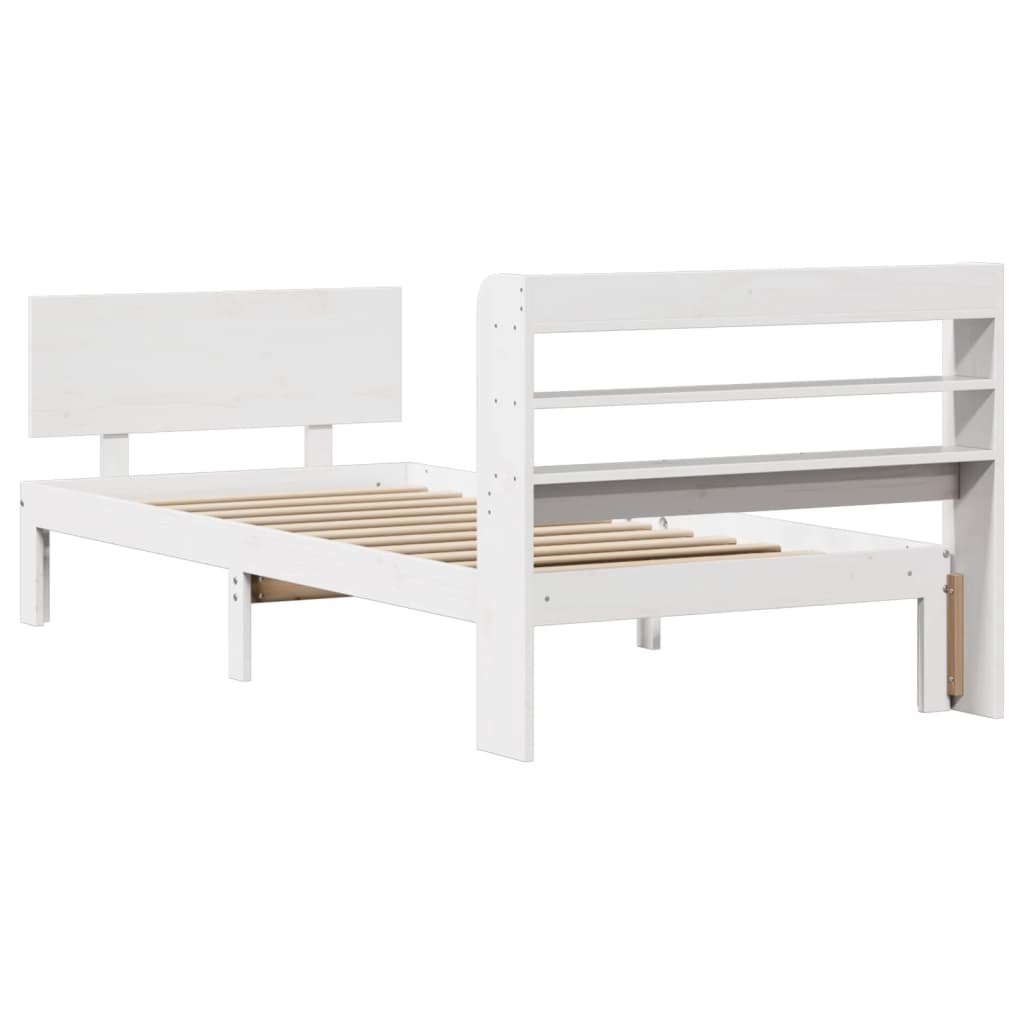 Bed Frame with Headboard Without Mattress White 90x200 Cm