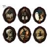 Dark Academia Home Accessories Halloween Wooden Refrigerator Magnet, Vintage Gothic Fridge Magnets, Oval Frame Decorative Metal Surface Magnets