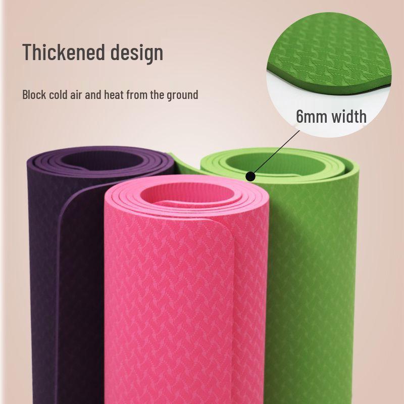 TPE Non-Slip Thickened Fitness Mat with Skipping Rope for Boys & Girls - Extended Length for Home Workouts