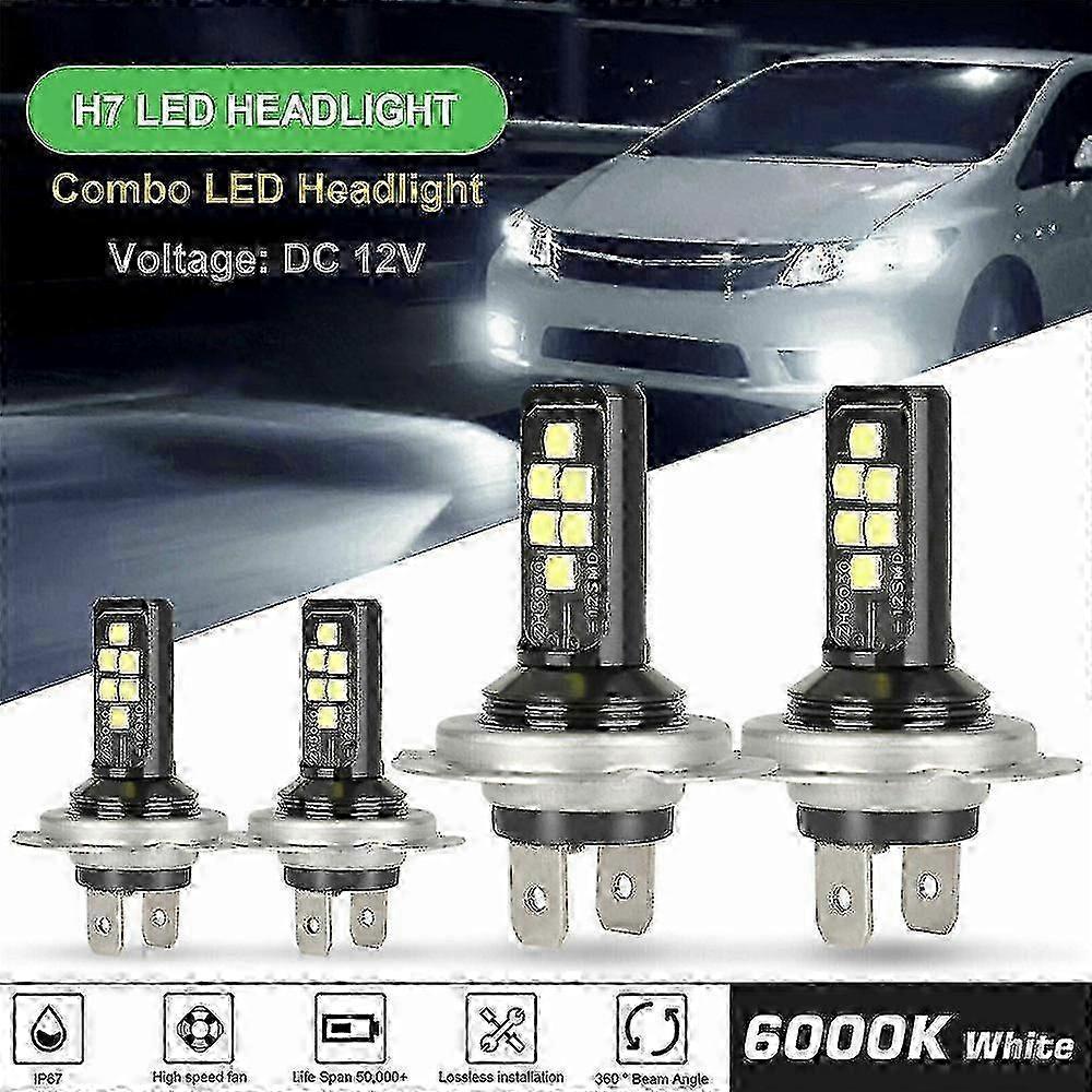 4x H7 Super Bright 60000lm 120w Led Headlight Bulb Kit High Low Beam 6000k White