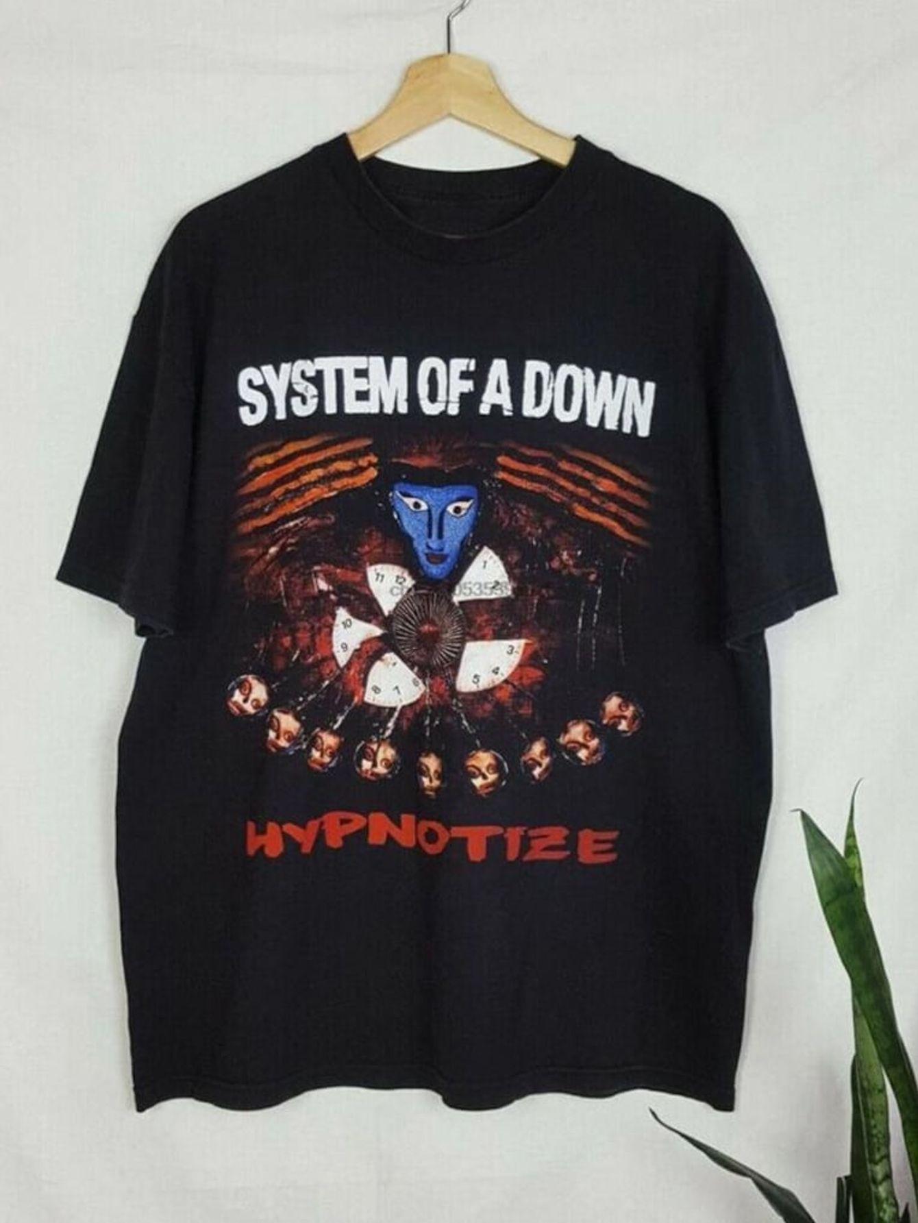 

System of A SOAD Collection T-shirt -2005 Hypnotize Album Cover Print Shirt, Iconic Pattern and Song Title, Unisex - Men s Su... S разноцветный