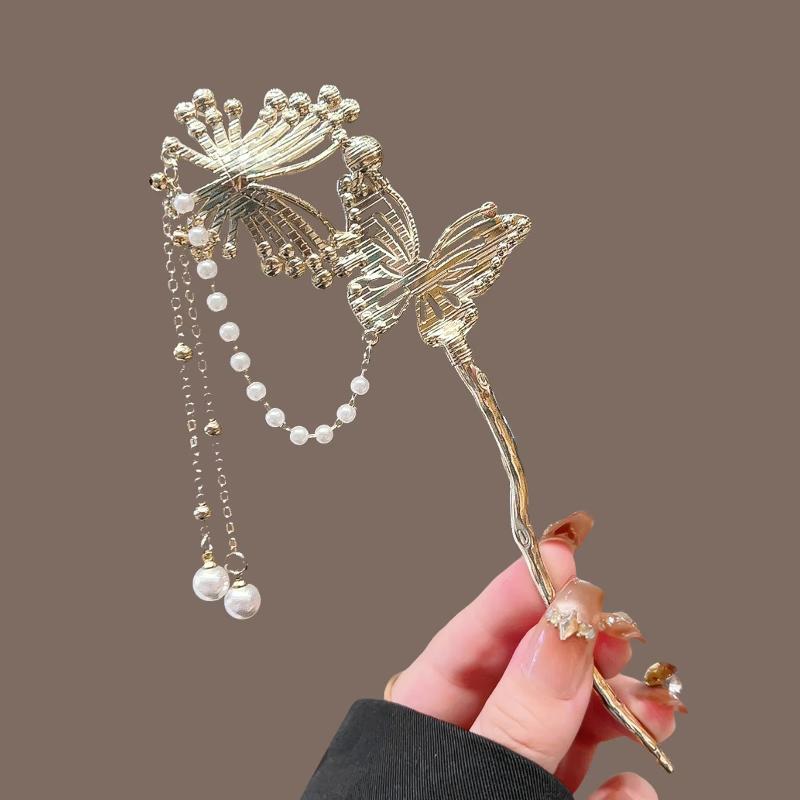Butterfly Hairpin For Women Alloy Tassel Hairpins Vintage Floral Hair Accessories For Wedding Festivals Hairpins