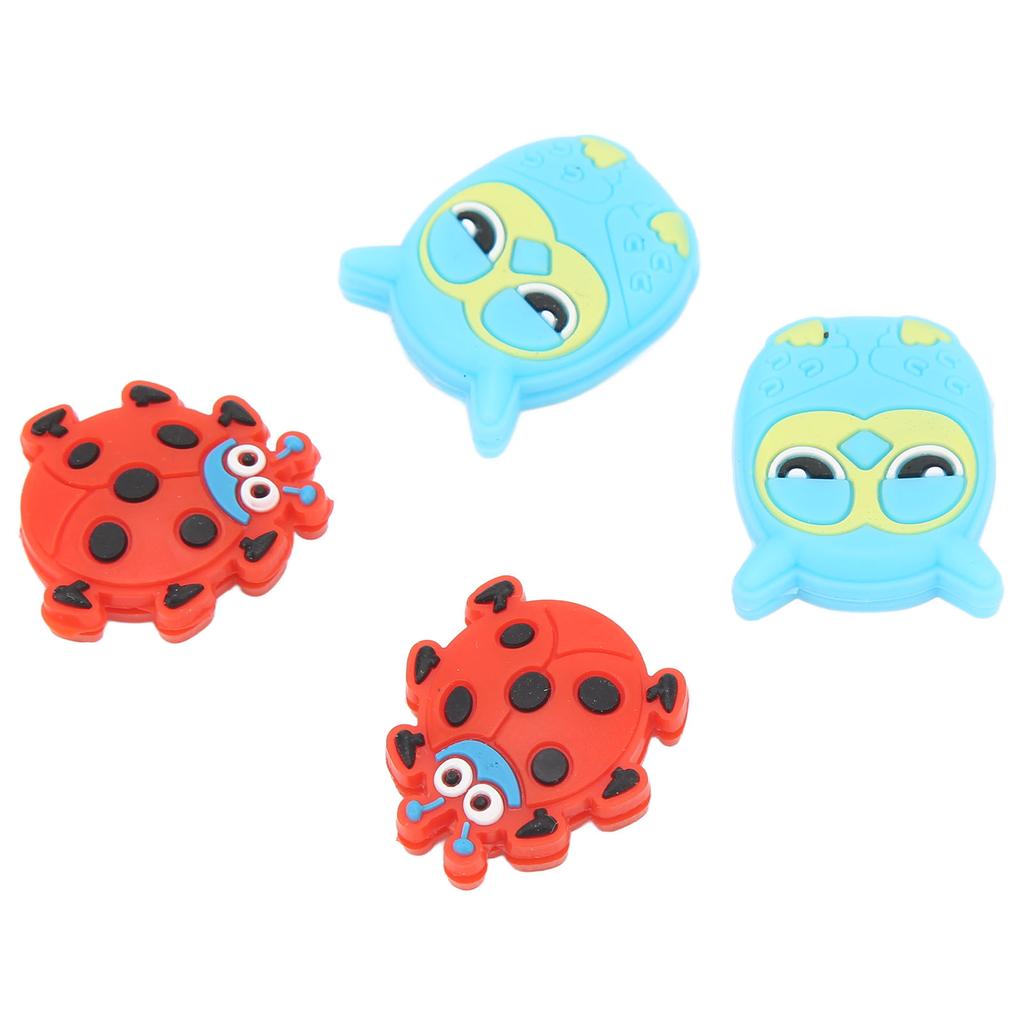 4 PCS Tennis Racket Vibration Dampener Cartoon Animal Shape Tennis Shock Absorber Red Ladybird