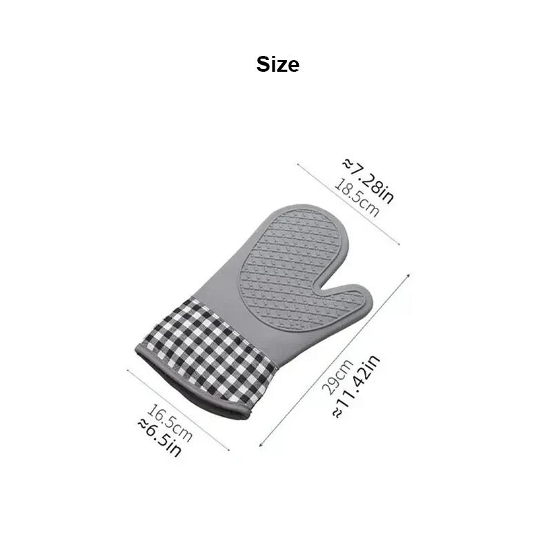 WIKHOSTAR Silicone Insulated Glove Anti Slip Lengthened Thickened High-Temperature Resistant Kitchen Anti Scalding Device