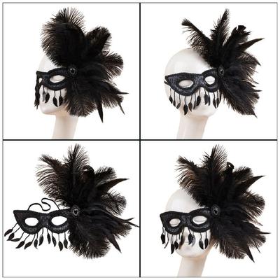 Máscara de Mascarada para Mujer Plumas Pedrería Máscara Veneciana Fiesta Noche Baile de Graduación Máscara Halloween Disfraces Cosplay