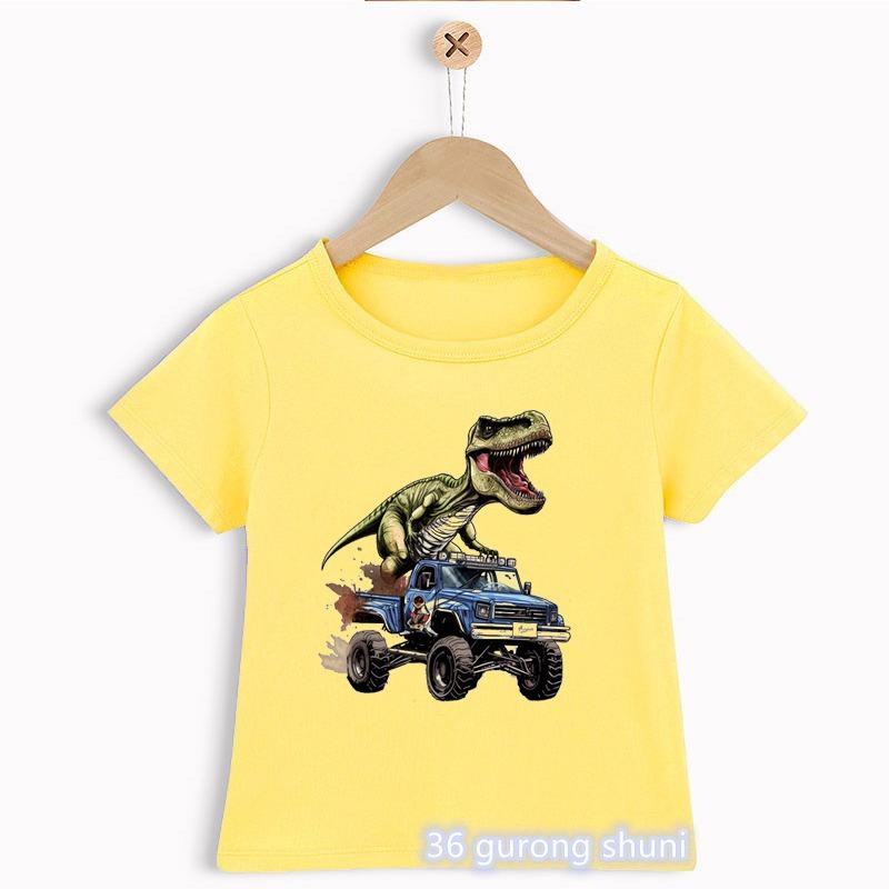 Funny Monster Truck T Rex Tshirt For Girls/Boys Harajuku Kawaii Kids Clothes Cute Dinosaurs T Shirt Children'S Clothing T-Shirt