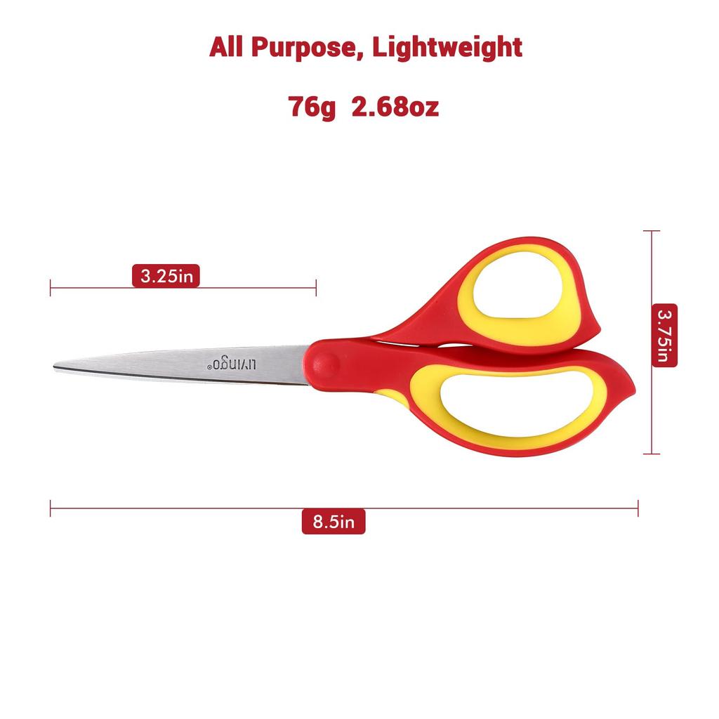 HOEAEA LIVINGO Scissors All LIVINGO Scissors Set of 3 Sharp Stainless Steel Blades and Soft Rubber Ideal for Cutting Fabric and Paper In the or