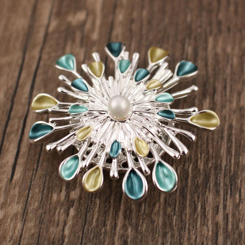 Nouvelle Broche Tournesol Émail Irrégulier à Boucle Magnétique, Broche Fleur Épineuse Multifonctionnelle pour Dames