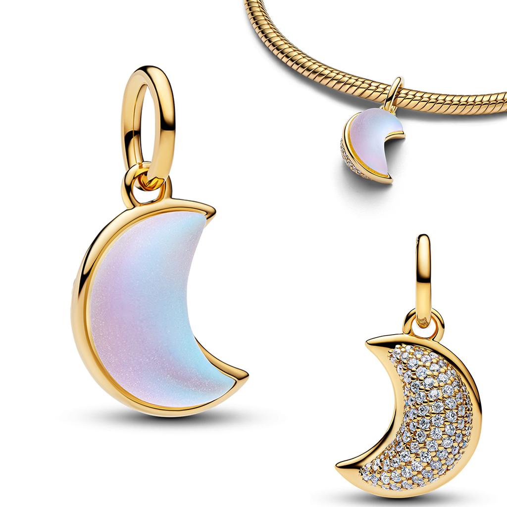 Nuevos Abalorios Originales Cobre Azul Luna Mariposa Bolas de Cristal Colgantes Ajuste Pulsera Collar Joyería DIY Regalo