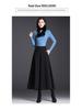 Women's Woolen Wide-Leg Cropped Pants - High-Waisted, Plus Size, Black Palazzo for Autumn/Winter 2025