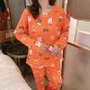 Women's Cute Cartoon Long Sleeve Pajama Set – Comfortable Thin Style for Spring, Autumn, and Winter, Wearable Outdoors