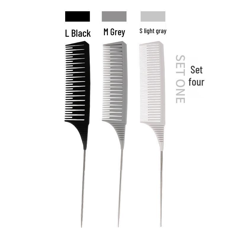 Barber Shop Sectioning & Dyeing Highlight Comb Set - Steel Needle and Fine Teeth, Heat-Resistant, Pointed Tail