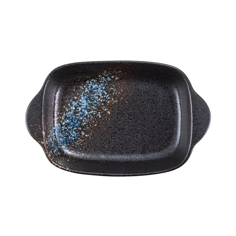 Internet Celebrity Japanese-Style Binaural Baking Pan, Cheese-Baked Rice Baking Pan, Commercial Oven Ceramic Pan, Household Baking Cake Cup