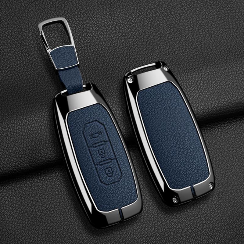 Car Key Cover Fob Shell Protector Case for Ford Territory 2019 2020 2021 2022 2023 2024 Zinc Alloy Leather Keychain Accessories