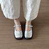 Rock sanfte kleine Lederschuhe Damen Frühling und Sommer neu Feenstil mit französischer weicher Sohle flacher Boden Mary Jane Einzelne Schuhe silber 2025