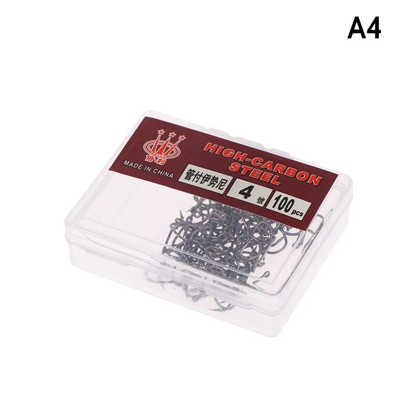 100Pcs/Box High Carbon Steel Fish Hook Durable High Strength Barbed Fishing Hooks With Ring For Carp Fishing Accessories