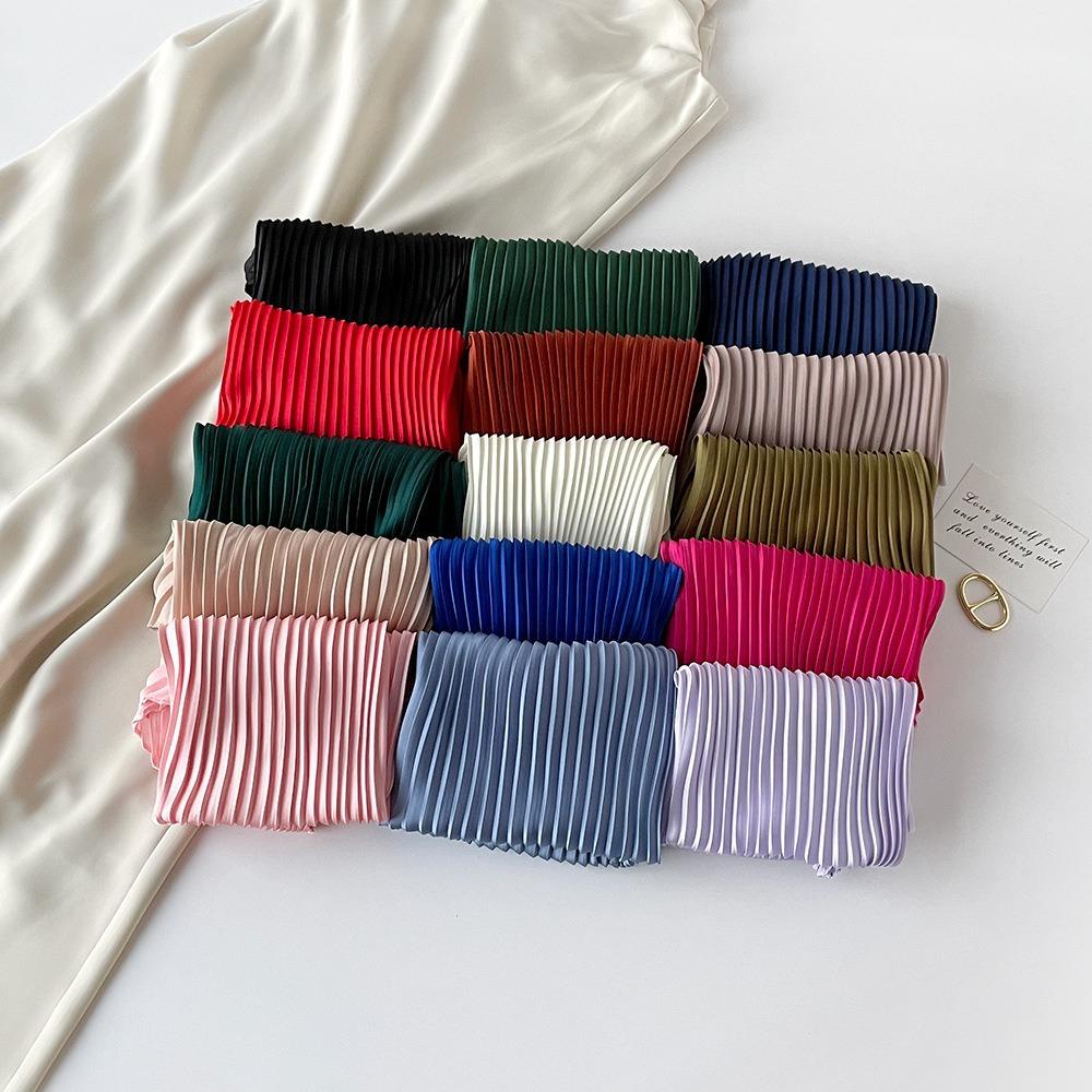 70*70cm Damen Plissiertes Rhombus Kopftuch Wickeltuch Schal Halstuch Bandana Einfarbig