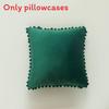 Velvet Solid Dutch Color Pillow Cases Pompom Edging Cushion Cover Living Room