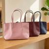 Simple Elegant Women's Shoulder Bag Zipper Closure Soft Commuting Tote Bag PU Leather Large Capacity Casual Handbag