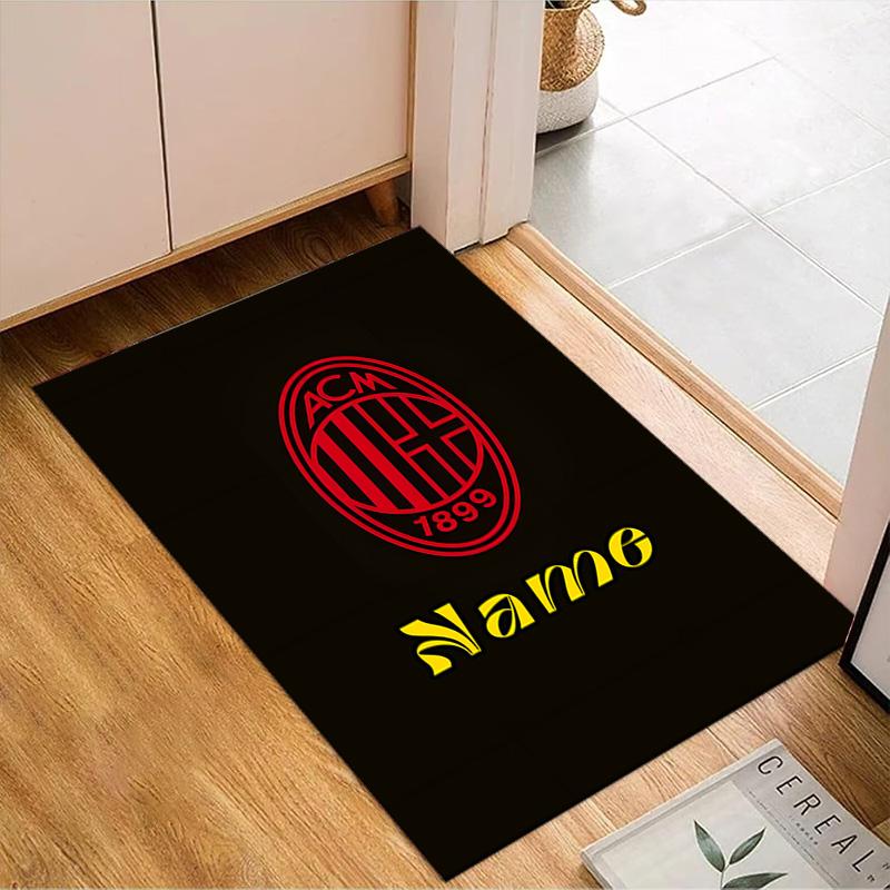 Custom Name Milan Team Crest Rug Game Carpet, Floor Mat for Bedroom Living Room Entryway Rug, Home Decor Idea Gift for Christmas Birthday