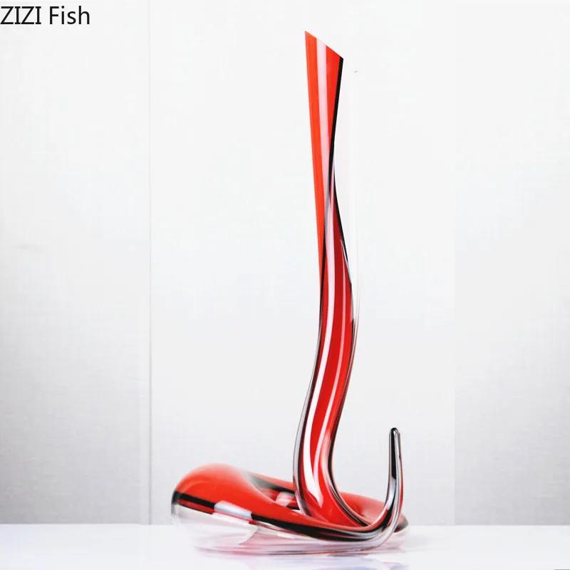 Ručně vyráběná kreativní karafa ve tvaru hada, sada sklenic na červené víno z průhledného skla, domácí dávkovač vína, karafa 1800 ml, vinná sada