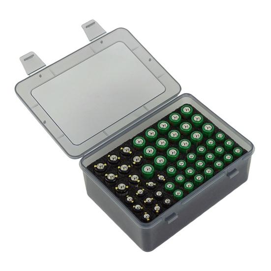 Pudełko do przechowywania baterii 54 przegródki Organizer na baterie z półprzezroczystą pokrywką Uchwyt na baterie z wyściółką gąbkową na baterie AA i AAA Domowe biuro szuflada