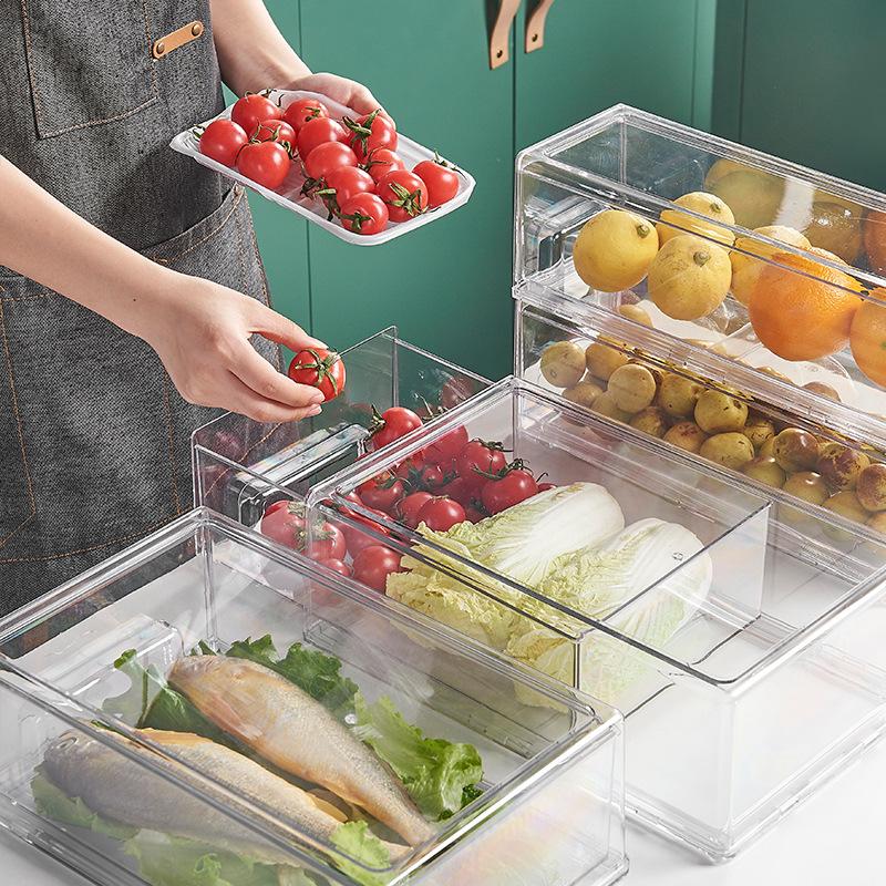Zásuvka chladničky Úložný přepážka Úložný box Zelenina a ovoce Domácnost Crisper Velkokapacitní Transparentní úložný prostor