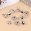 8Pcs/Set Metal Silver Electroplated Bow Button Dot Heart Charms Shoe Buckle Diy Detachable Clogs Sandals Accessories
