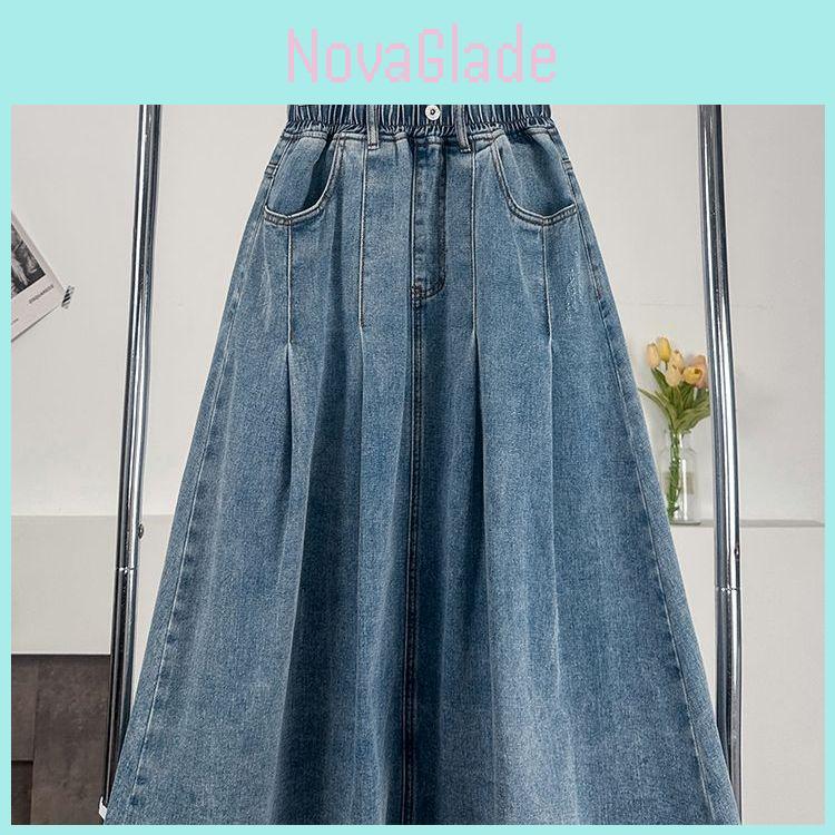 Denim A Line Skirt For Plus Size Women With Button Details For Fall 2025