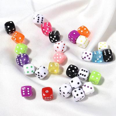 50-Piece Pack: 8mm Colorful Transparent Acrylic Square Dice Beads for DIY Jewelry and Mahjong.
