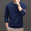 Men Fall Winter Sweater with Stretchy Cuffs And Hem Round Neck Thickened Keep Warm Solid Color Long Sleeves Mid Length Top