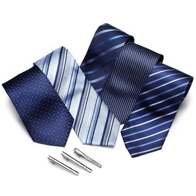Tie Pin Necktie Set Ties 3 Pins Gift [RATOM] [5 + + Box, Washable] (Blue)