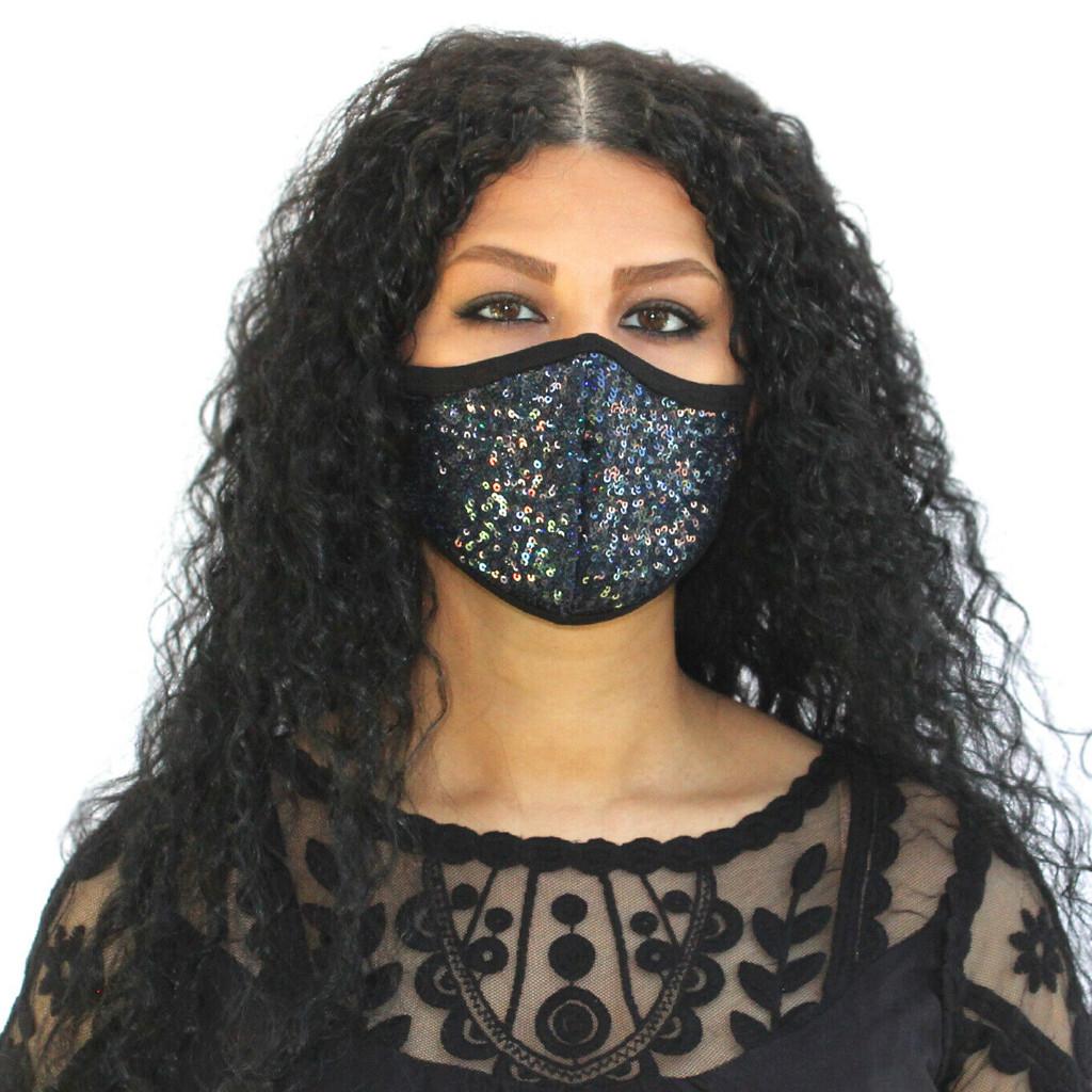 Women Sequins Cotton Mask Washable Breathable Mask Festival Mask
