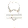 Funkelndes Strass-Körper Schmuckset Kristall Bikini BH-Oberteil und Höschen Tanga Körperkette Accessoires für Damen
