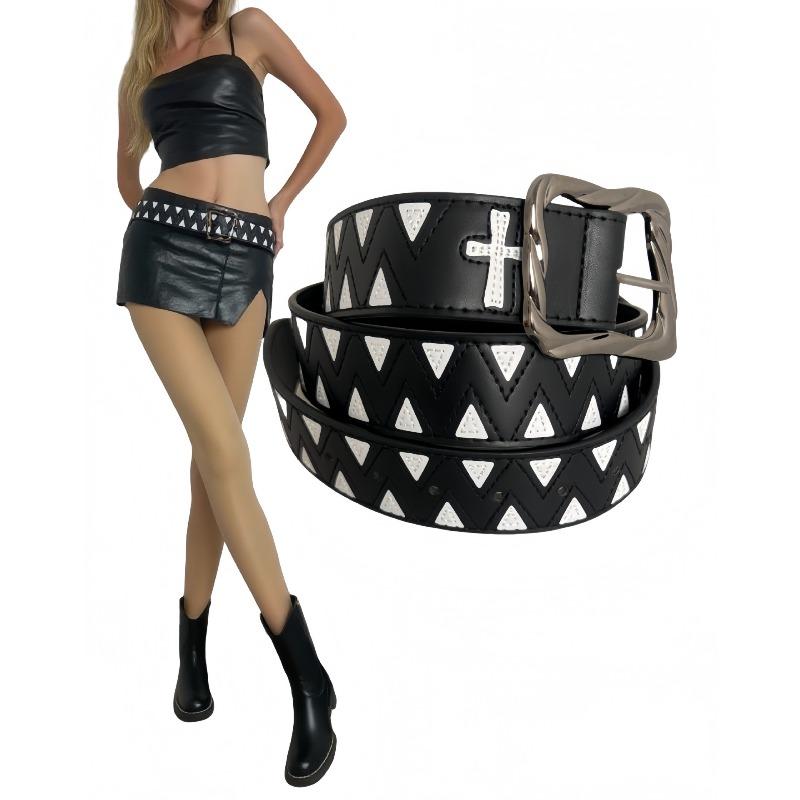 Embroidered belt - punk style embroidered wide belt - women s fashion decorative leather belt 120cm