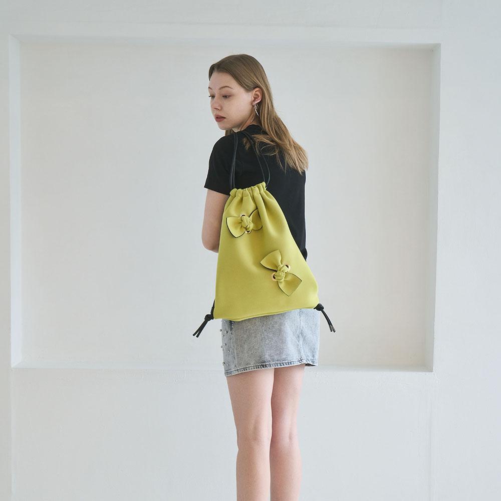 Suin Two Ribbon Backpack - Cream Yellow