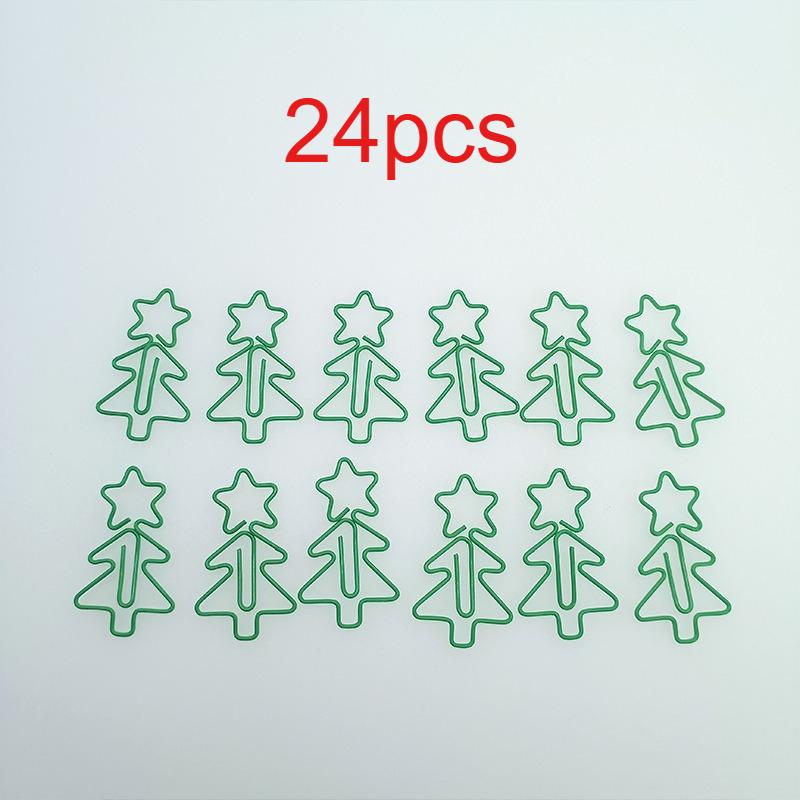 

24pcs Christmas Tree Paper Clips Creative Holiday Office Stationery Bookmark Binder High-Value Christmas Series Small Gifts
