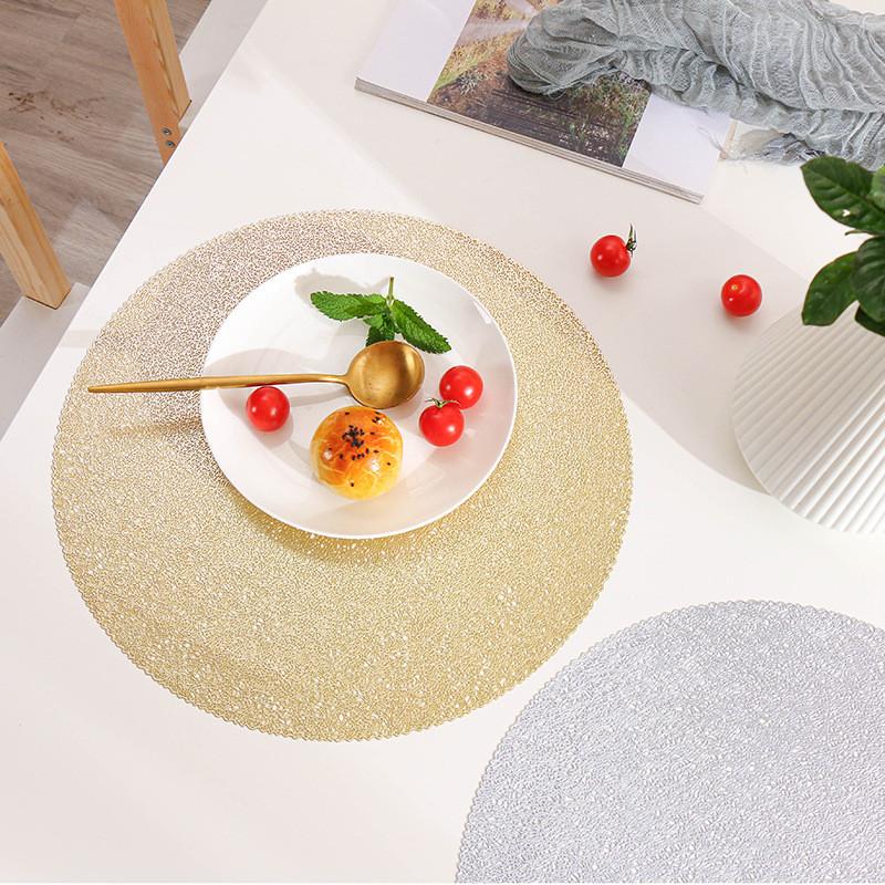 38 см круглый ПВХ серебристо-золотой коврик для кухонного обеденного стола изоляционная — фото 5
