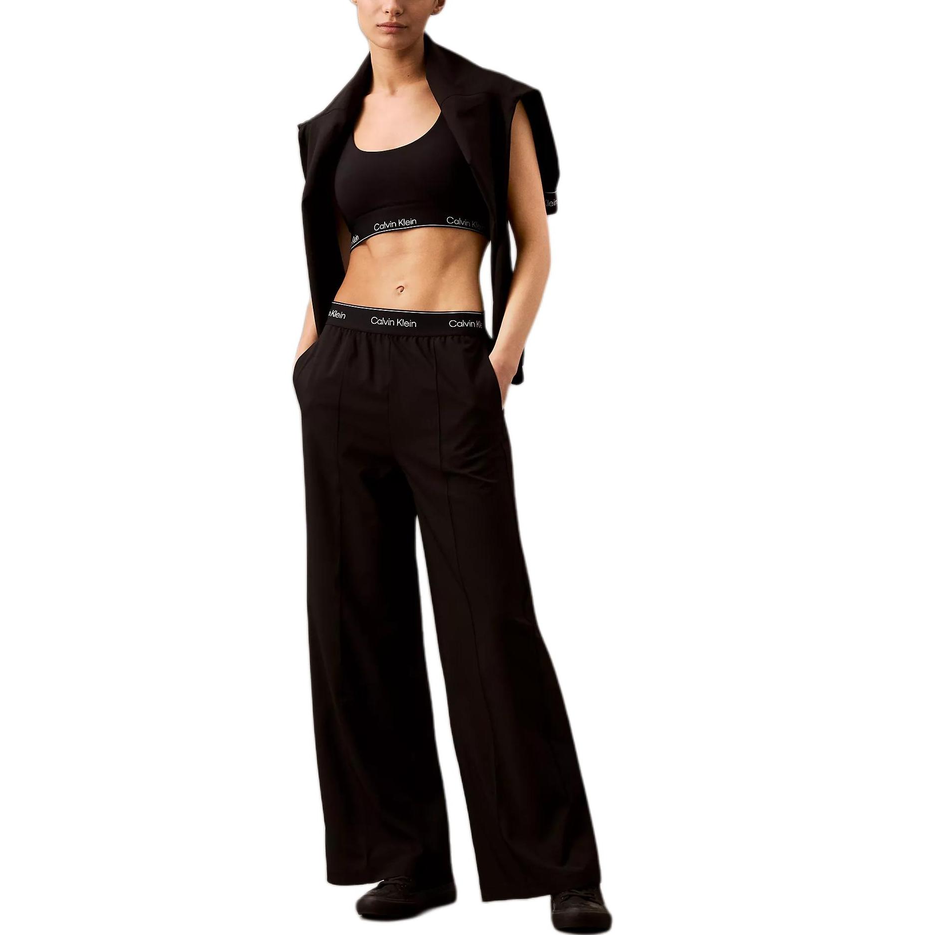 

Calvin Klein Простые широкие дышащие удобные трикотажные спортивные брюки с высокой талией женские плавки черного цвета 404F606-001 S