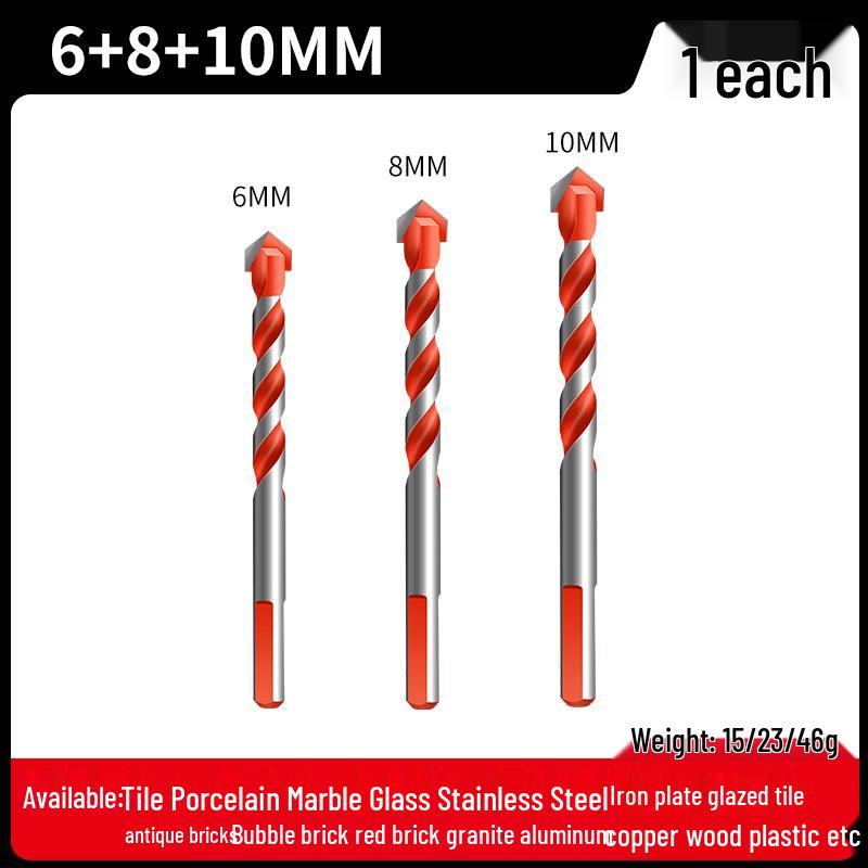 All-in-One 6mm Alloy Triangle Drill Bit for Tile, Concrete, Glass, and Cement