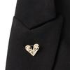 Shiny Rhinestone Pin Rectangular Hollow Heart Breastpin Lapel Heart Brooch  Gift