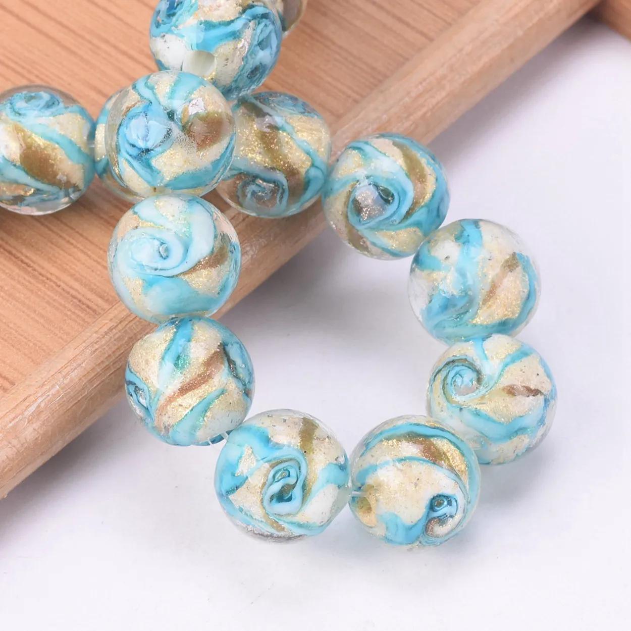 

10 шт. Круглые 10 мм 12 мм Лэйс Фольга Лэмпворк Стекло Ручной работы Свободные Бусины для Аксессуаров для Изготовления Ювелирных Изделий DIY Поделки Фурнитура 10mm-10pcs