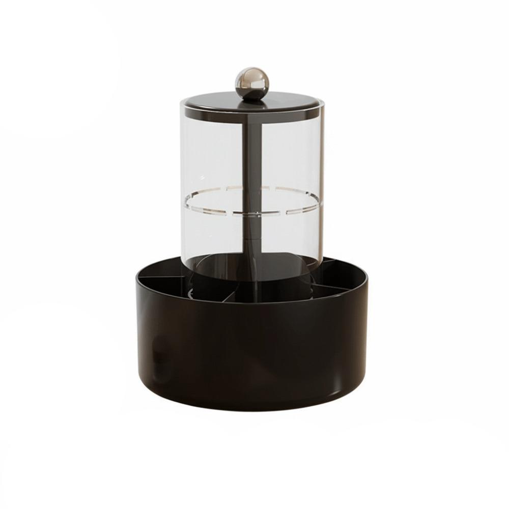 4 Slots Makeup Brush Holder Plastic Material Press Type Cosmetic Storage Box 360-Degree Rotatable Lifting Design