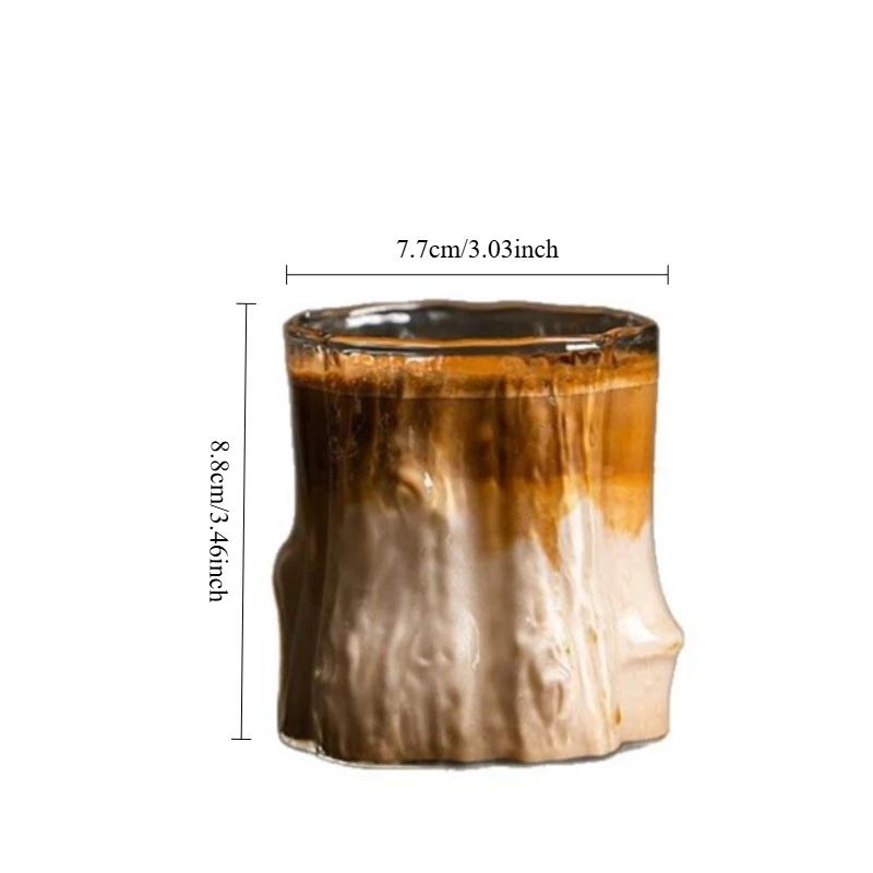 Iced American Coffee Cup, Borosilicate Glass Transparent Heat-resistant Single-layer Cup, Milk Coffee Cup Bark Pattern Glass