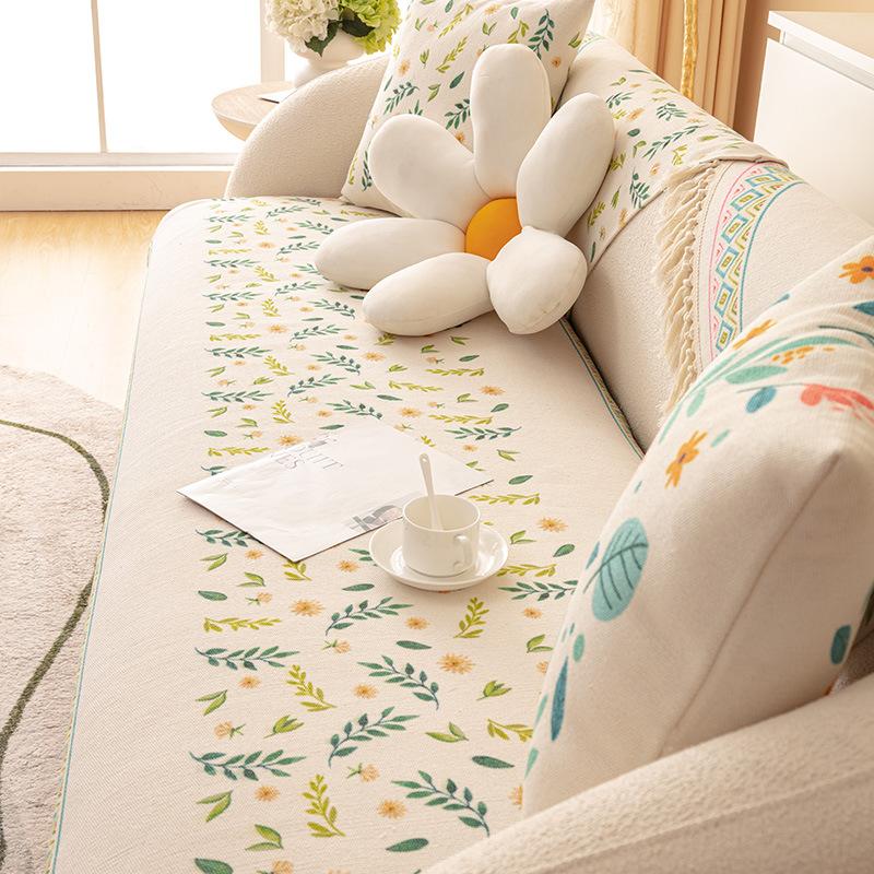 Cotton Linen Sofa Cushion Four Seasons Universal Bohemian Ethnic Ins Style Backrest Towel Full Cover Non-Slip Sofa Cover Slipcover