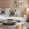 3-Piece Bedding Pillowcase Quilt Cover Set Brown And White Pug 2D Digital Printing Suitable For Bedroom Decoration